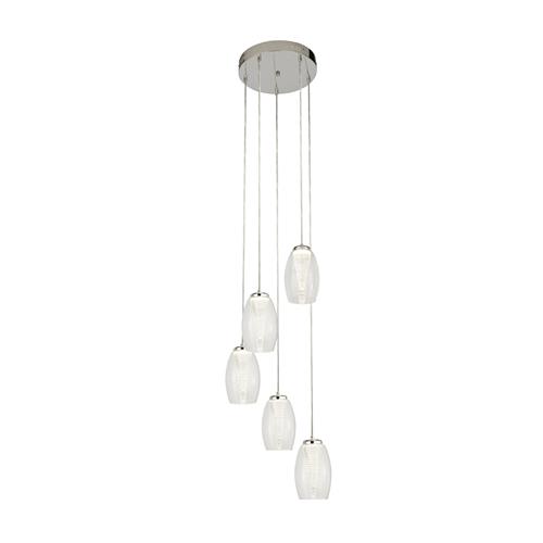 Cyclone LED Five Light Chrome & Clear Glass Cluster Pendant 97291-5CL