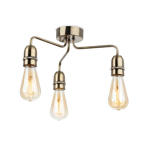 LeonThree Light Ceiling Fitting Antique Brass 2883AB