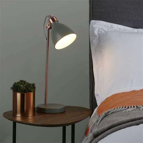 Frederick Gloss Grey/Satin Copper Table Lamp FRE4239