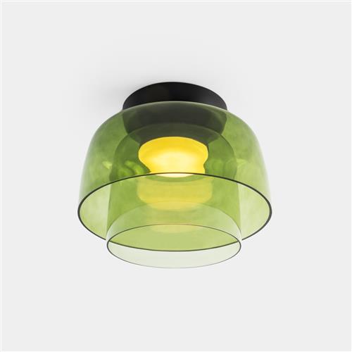 Levels 2 LED Green Glass Dimmable Semi Flush Fitting 15-A134-05-08