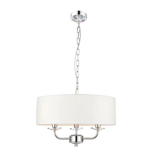 Nixon Nickel 3 Light Ceiling Pendant with White Shade 60129