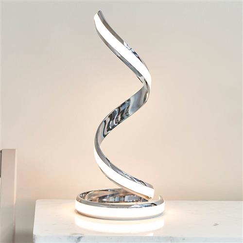 Aria LED Chrome/White Silicone Curved Table Lamp 76412