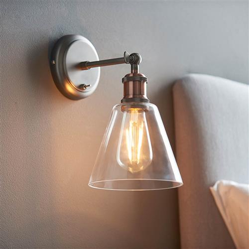 Hal Clear Glass Shade Switched Wall Light 92874