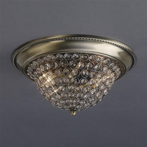 Paloma Double Lamp Antique Brass And Crystal Ceiling Fitting IL31131