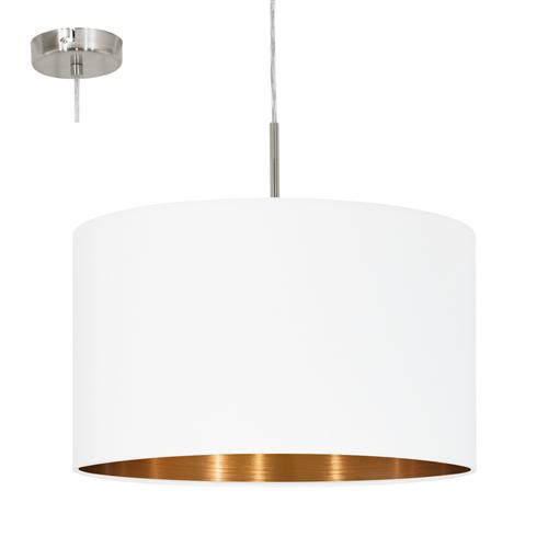 Pasteri Satin Nickel Pendant with White And Copper Shade 95044