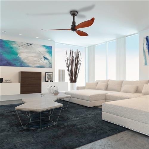 Lagos 52 Black And Wood Effect Ceiling Fan 35026