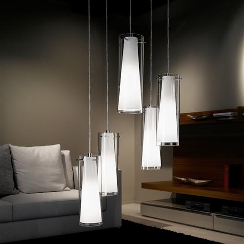 Pinto Chrome And White 5 Light Cluster Pendant 93003