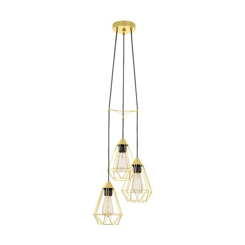 Tarbes Large Three Light Brushed Brass Ceiling Cluster Pendant 43683
