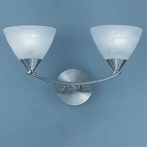 Sariah Satin Nickel Double Wall Light with Alabaster Glass FRA720