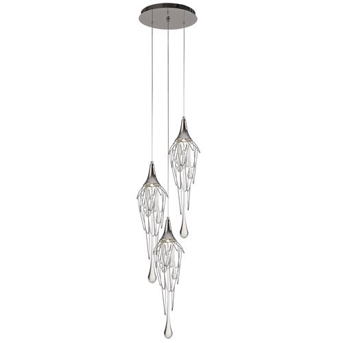 Reno 3 Light Chrome And Glass Round Ceiling Cluster Pendant LT30727
