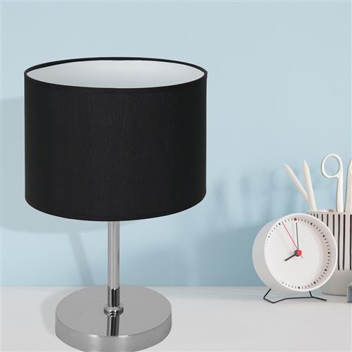 Casino Chrome Table Lamp with Black Shade ML6381