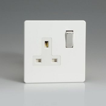 White Double Pole Switched Single 1 Gang Socket XDQ4WS