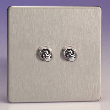 Toggle Screwless Satin Chrome Double Switch XDST2S