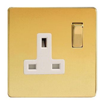 Double Pole Switched Polished Brass 1 Gang Socket XDV4WS