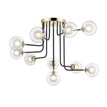 Remy 10 Light Chrome And Glass Multi Arm Ceiling Fitting