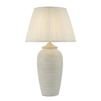 Deighton Grey Whitewash Earthenware Table Lamp And Ivory Pleated Shade DEI4239-ULY1815
