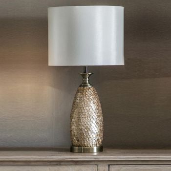 Dahlia Antique Brass Capiz-Style Table Lamp 95461