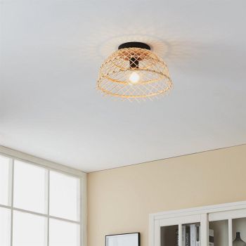 Ausnby Black And Wood Ceiling Light 43831