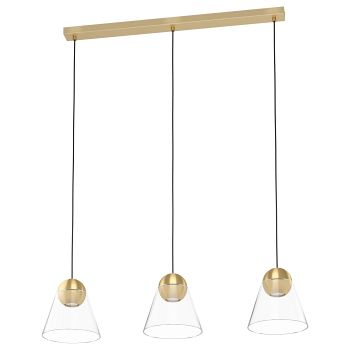 Cerasella Brushed Brass And Clear Glass Three Light Bar Pendant 99629