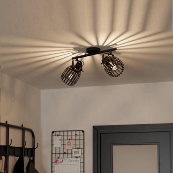 Girona Black Double spotlight ceiling fitting 900662
