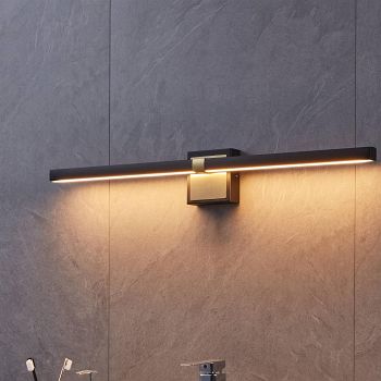 Peguera IP44 800mm Bathroom Black and Brushed Brass LED Wall Light 900929