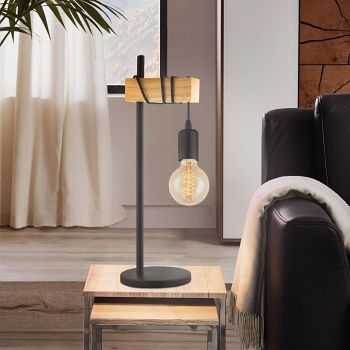 Townshend Stylish Steel/Wood Table Lamp