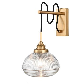 Magnus Single Steel Made & Clear Ribbed Glass Wall Light 