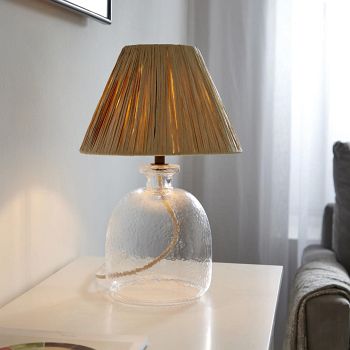 Lyra Natural Raffia and Clear Table Lamp 106277