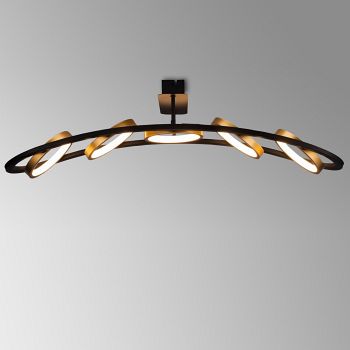 Torrance Satin Black And Gold Semi-Flush LED Ceiling Light LT30413