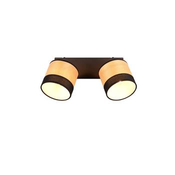 Bolzano Black And Wood Effect Two Light Ceiling Spots R81662032
