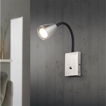 Wanda Matt Nickel & Black Adjustable Plug-In Wall Light 202670107