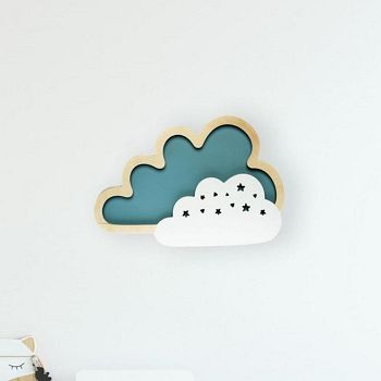 Cloud LED Natural Wood And Blue Wall Light ML542