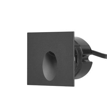 Icon Black LED IP65 Outdoor Square Recessed Wall Light PX-0357-NEG