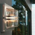 Outdoor IP54 Clear Glass Wall Light Stainless Steel BERN-E27-S-S-C