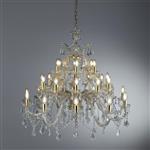 Marie Therese 30 Arm Brass and Clear Crystal Chandelier 1214-30