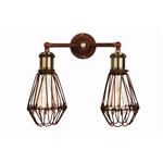 Arcade Rustic Brown & Antique Brass Double Wall Light 3713RB