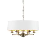 Highclere 6 Light Antique Brass Pendant with vintage White Shade 98933
