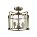Eaton 3 Light Antique Brass Semi-Flush Ceiling Fitting IL31090