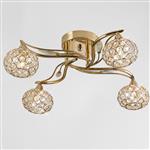 Leimo Crystal & French Gold 4 Arm Semi Flush Ceiling Light IL30964