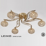 Leimo 6 Arm French Gold & Crystal Semi Flush Ceiling Light IL30966