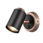 Emry Round Matt Black & Brushed Copper Adjustable Wall Light FRA1015