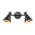 Fable Double Switched Adjustable Black & Gold Wall Light FRA509