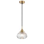 Acoste Brushed Brass & Clear Ribbed Glass Pendant PCH423
