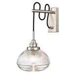 Acoste Satin Nickel & Clear Ribbed Glass Wall Light WB149