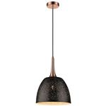 Bellicent Black/Copper Perforated Domed Ceiling Pendant 032BL1P