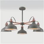 Nevada 5 Arm Grey and Copper Ceiling Light LT30020