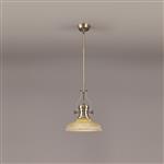 Rancho Antique Brass And Amber Ceiling Pendant LT32373