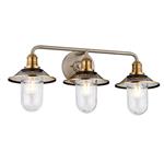 Antique Nickel And Brass IP44 Rated Triple Wall Light QN-RIGBY3-BATH-AN