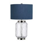 Blue Shade Polished Nickel And Glass Table Lamp QN-SOLA-TL-S-BLU