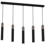 Solo Black Silver and Wood 5-Light Pendant MLP7471